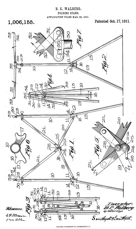 Patent US1006155 - Folding Stand.JPG