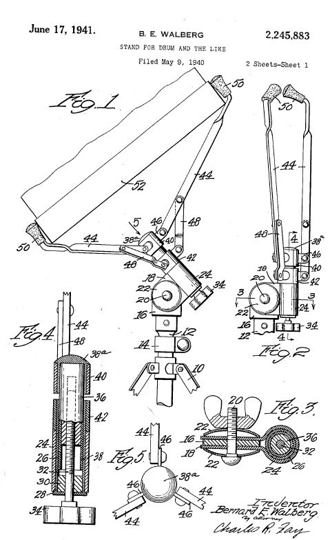 Patent US2245883 - Stand for Drum and the Like.JPG